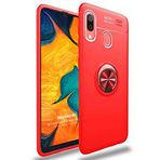 Microsonic Samsung Galaxy A10s için Kılıf Kickstand Ring Holder Kırmızı [Galaxy A10s ile Uyumlu Kılıf - Kırmızı]
