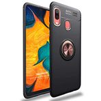 Microsonic Samsung Galaxy A10s için Kılıf Kickstand Ring Holder Siyah Rose [Galaxy A10s ile Uyumlu Kılıf - Siyah - Rose]