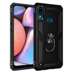 Microsonic Samsung Galaxy A10s için Kılıf Military Ring Holder Siyah [Galaxy A10s ile Uyumlu Kılıf - Siyah]