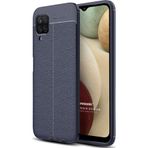Microsonic Samsung Galaxy A12 Deri Dokulu Silikon Lacivert Kılıf