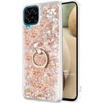 Microsonic Samsung Galaxy A12 Glitter Liquid Holder Gold Kılıf