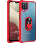 Microsonic Samsung Galaxy A12 Grande Clear Ring Holder Kırmızı Kılıf