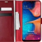 Microsonic Samsung Galaxy A20 Delux Leather Wallet Kırmızı Kılıf