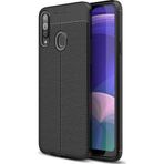 Microsonic Samsung Galaxy A20S Deri Dokulu Silikon Siyah Kılıf