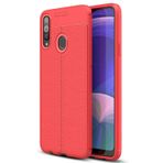 Microsonic Samsung Galaxy A20s için Kılıf Deri Dokulu Silikon Kırmızı [Galaxy A20s ile Uyumlu Kılıf - Kırmızı]