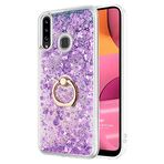 Microsonic Samsung Galaxy A20s için Kılıf Glitter Liquid Holder Mor [Galaxy A20s ile Uyumlu Kılıf - Mor]