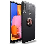 Microsonic Samsung Galaxy A20s için Kılıf Kickstand Ring Holder Siyah Rose [Galaxy A20s ile Uyumlu Kılıf - Siyah - Rose]