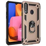 Microsonic Samsung Galaxy A20s için Kılıf Military Ring Holder Gold [Galaxy A20s ile Uyumlu Kılıf - Gold]
