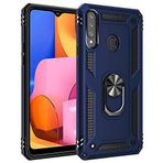 Microsonic Samsung Galaxy A20s için Kılıf Military Ring Holder Lacivert [Galaxy A20s ile Uyumlu Kılıf - Lacivert]