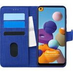 Microsonic Samsung Galaxy A21 Fabric Book Wallet Lacivert Kılıf