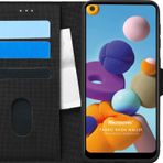 Microsonic Samsung Galaxy A21 Fabric Book Wallet Siyah Kılıf