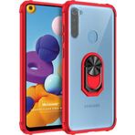 Microsonic Samsung Galaxy A21 Grande Clear Ring Holder Kırmızı Kılıf