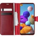 Microsonic Samsung Galaxy A21S Delux Leather Wallet Kırmızı Kılıf