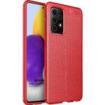Microsonic Samsung Galaxy A52 Deri Dokulu Silikon Kırmızı Kılıf
