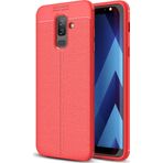 Microsonic Samsung Galaxy A6 Plus 2018 Deri Dokulu Silikon Kırmızı Kılıf