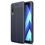 Microsonic Samsung Galaxy A7 2018 Deri Dokulu Silikon Lacivert Kılıf