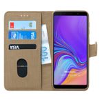 Microsonic Samsung Galaxy A7 2018 için Kılıf Fabric Book Wallet Gold [Galaxy A7 2018 ile Uyumlu Kılıf - Gold]