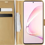Microsonic Samsung Galaxy A81 Delux Leather Wallet Gold Cep Telefonu Kılıf