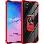 Microsonic Samsung Galaxy A91 Grande Clear Ring Holder Kırmızı Kılıf