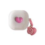 Microsonic Samsung Galaxy Buds 2 Kılıf Süslü Kalp Desenli Pembe