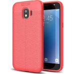 Microsonic Samsung Galaxy Grand Prime Pro Deri Dokulu Silikon Kırmızı Kılıf