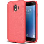 Microsonic Samsung Galaxy J2 Pro 2018 Deri Dokulu Silikon Kırmızı Kılıf