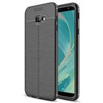 Microsonic Samsung Galaxy J4 Core için Kılıf Deri Dokulu Silikon Siyah [Galaxy J4 Core ile Uyumlu Kılıf - Siyah]