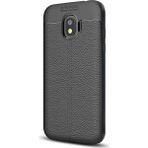 Microsonic Samsung Galaxy J4 Deri Dokulu Silikon Siyah Kılıf