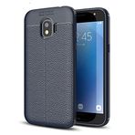 Microsonic Samsung Galaxy J4 için Kılıf Deri Dokulu Silikon Lacivert [Galaxy J4 ile Uyumlu Kılıf - Lacivert]