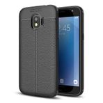 Microsonic Samsung Galaxy J4 için Kılıf Deri Dokulu Silikon Siyah [Galaxy J4 ile Uyumlu Kılıf - Siyah]