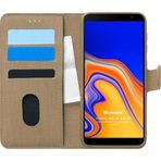 Microsonic Samsung Galaxy J4 Plus Fabric Book Wallet Gold Cep Telefonu Kılıfı