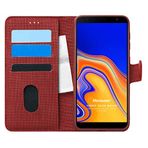 Microsonic Samsung Galaxy J4 Plus için Kılıf Fabric Book Wallet Kırmızı [Galaxy J4 Plus ile Uyumlu Kılıf - Kırmızı]