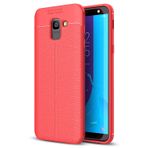 Microsonic Samsung Galaxy J6 Deri Dokulu Silikon Kırmızı Kılıf