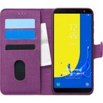 Microsonic Samsung Galaxy J6 Fabric Book Wallet Mor Cep Telefonu Kılıfı