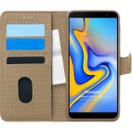 Microsonic Samsung Galaxy J6 Plus Fabric Book Wallet Gold Cep Telefonu Kılıfı
