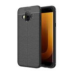 Microsonic Samsung Galaxy J7 Duo Deri Dokulu Silikon Siyah Kılıf