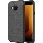 Microsonic Samsung Galaxy J7 Duo Deri Dokulu Silikon Siyah Kılıf