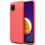 Microsonic Samsung Galaxy M12 Deri Dokulu Silikon Kırmızı Kılıf