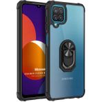 Microsonic Samsung Galaxy M12 Grande Clear Ring Holder Siyah Kılıf