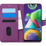 Microsonic Samsung Galaxy M21 Mor Fabric Book Wallet Cep Telefon Kılıfı