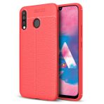 Microsonic Samsung Galaxy M30 Deri Dokulu Silikon Kırmızı Kılıf