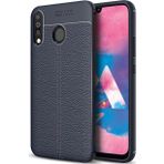 Microsonic Samsung Galaxy M30 Deri Dokulu Silikon Lacivert Kılıf