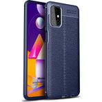 Microsonic Samsung Galaxy M31S Deri Dokulu Silikon Lacivert Kılıf