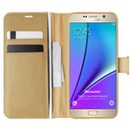 Microsonic Samsung Galaxy Note 5 için Kılıf Delux Leather Wallet Gold [Galaxy Note 5 ile Uyumlu Kılıf - Gold]