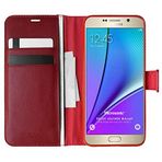 Microsonic Samsung Galaxy Note 5 için Kılıf Delux Leather Wallet Kırmızı [Galaxy Note 5 ile Uyumlu Kılıf - Kırmızı]