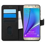 Microsonic Samsung Galaxy Note 5 için Kılıf Fabric Book Wallet Siyah [Galaxy Note 5 ile Uyumlu Kılıf - Siyah]