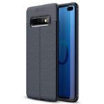 Microsonic Samsung Galaxy S10 Plus Deri Dokulu Lacivert Silikon Kılıf