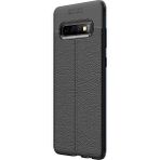 Microsonic Samsung Galaxy S10 Plus Deri Dokulu Siyah Silikon Kılıf