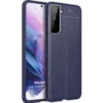 Microsonic Samsung Galaxy S21 Deri Dokulu Silikon Lacivert Kılıf