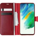 Microsonic Samsung Galaxy S21 FE Delux Leather Wallet Kırmızı Cep Telefonu Kılıfı